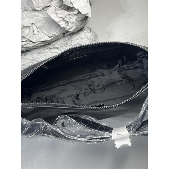 Tahari Avery Vegan Leather Hobo Bag Shoulder Crossbody Bag Black Zip Top Large - Picture 6 of 10